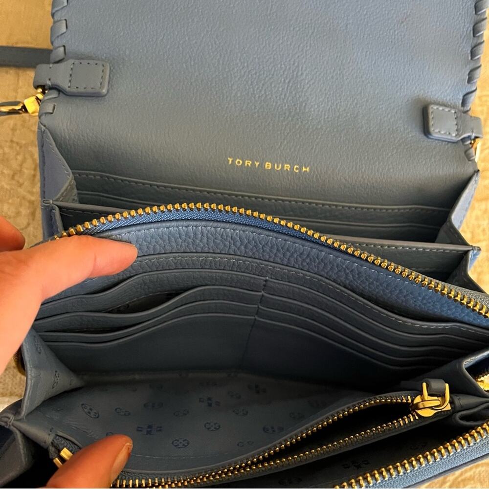Tory Burch Marion Leather Crossbody Bag Blue Classic Quiet luxury - Picture 7 of 13